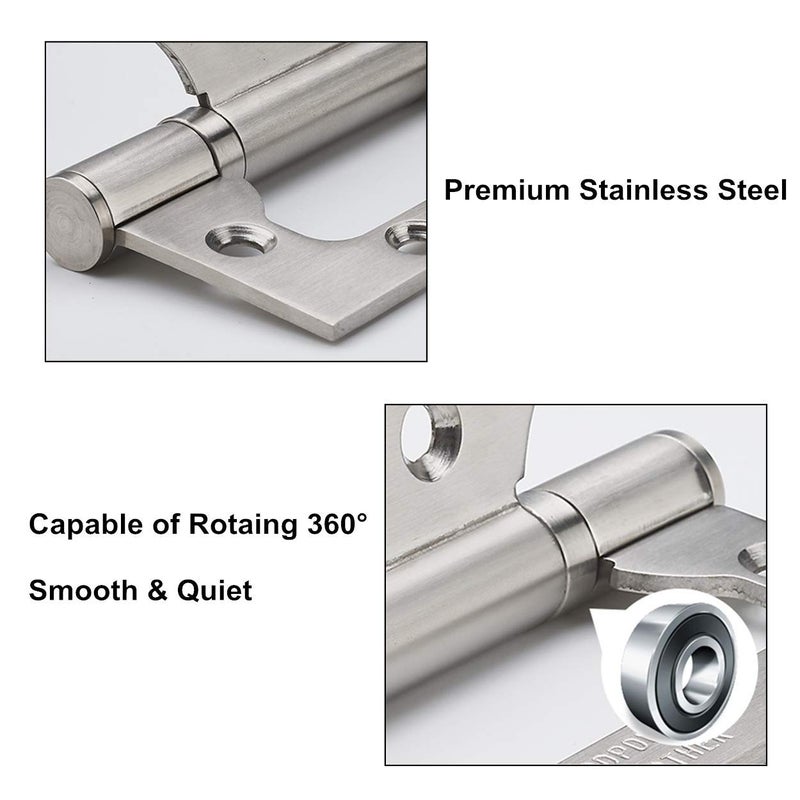 VOLUKA 6 Pack Non-Mortise Door Hinges - Easy to Install, 4" Ã— 3" Stainless Steel Door Hinges - Smooth Movement and Heavy Duty, Silver - Image 3
